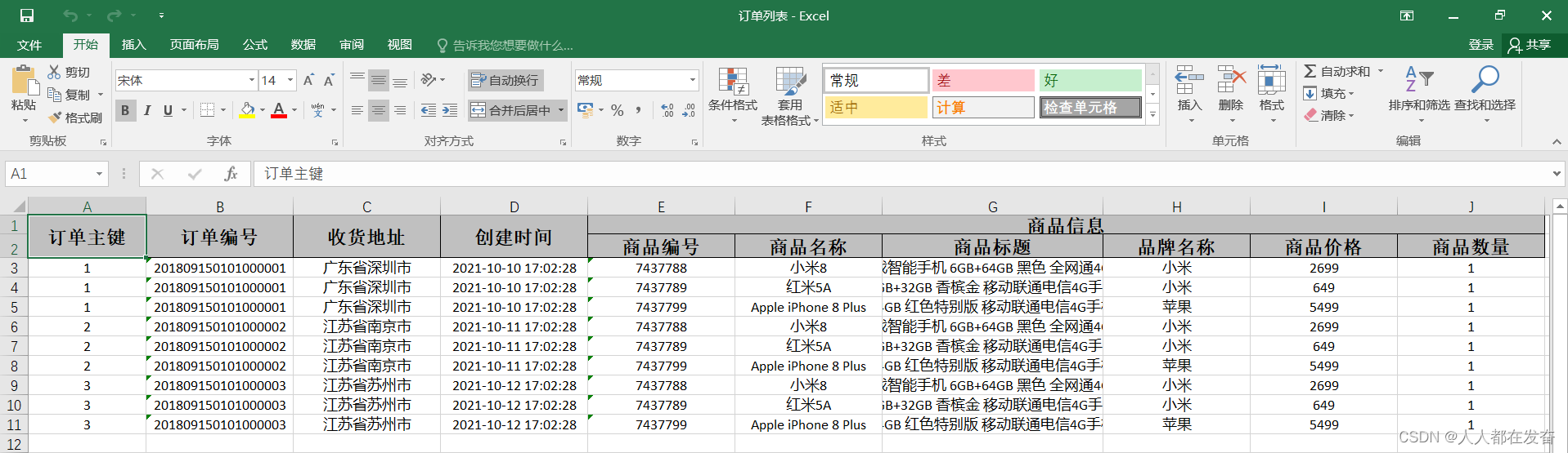 数据平铺效果