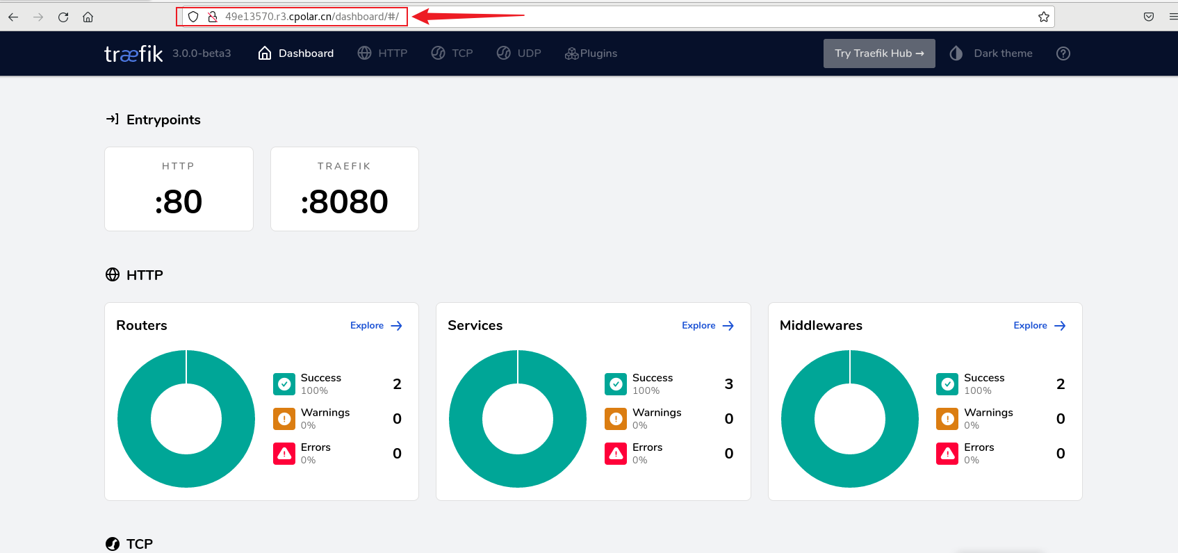 Linux本地docker一键部署traefik+内网穿透工具实现远程访问Web UI管理界面,image-20231016144059001,第8张