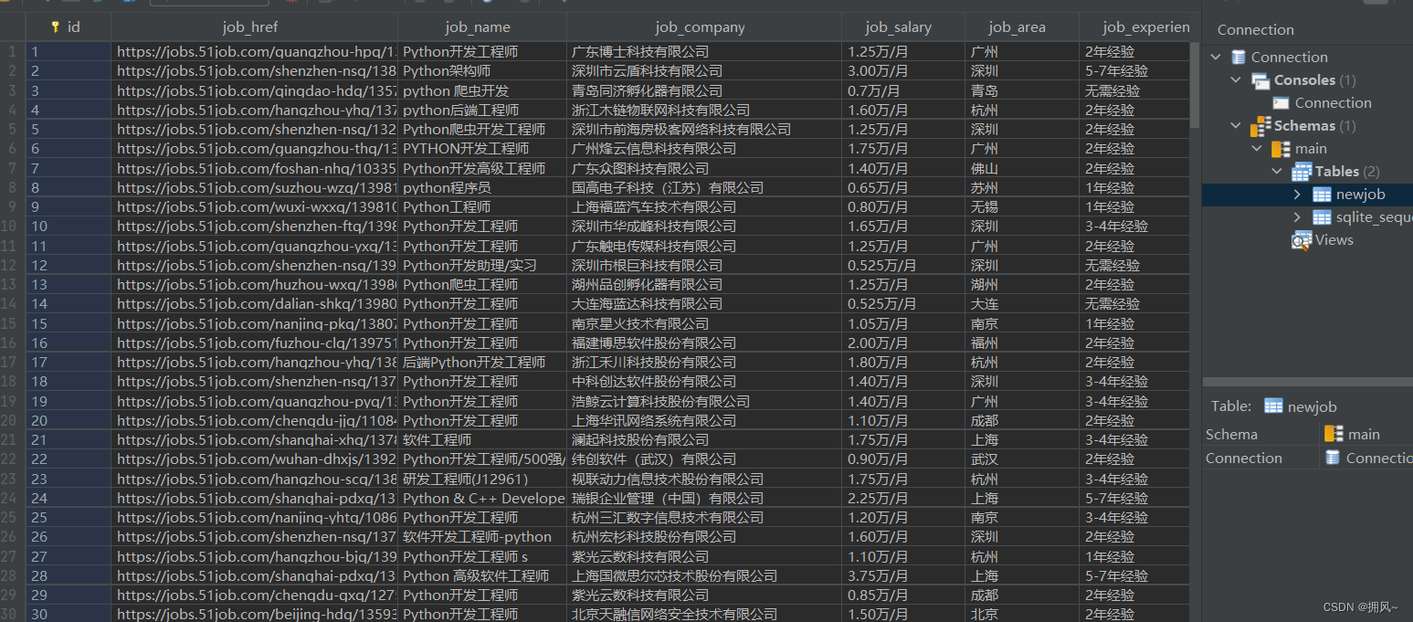 Python爬虫大作业+数据可视化分析（抓取python职位）,第3张