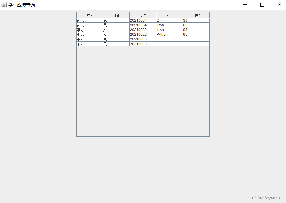 基于mysql+jdbc+java swing的学生成绩信息管理系统,第22张