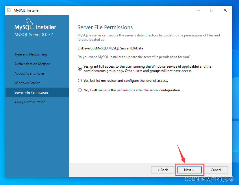最新 MySQL 8.0.32 在Win10安装部署（详细）,点“Next”,第24张