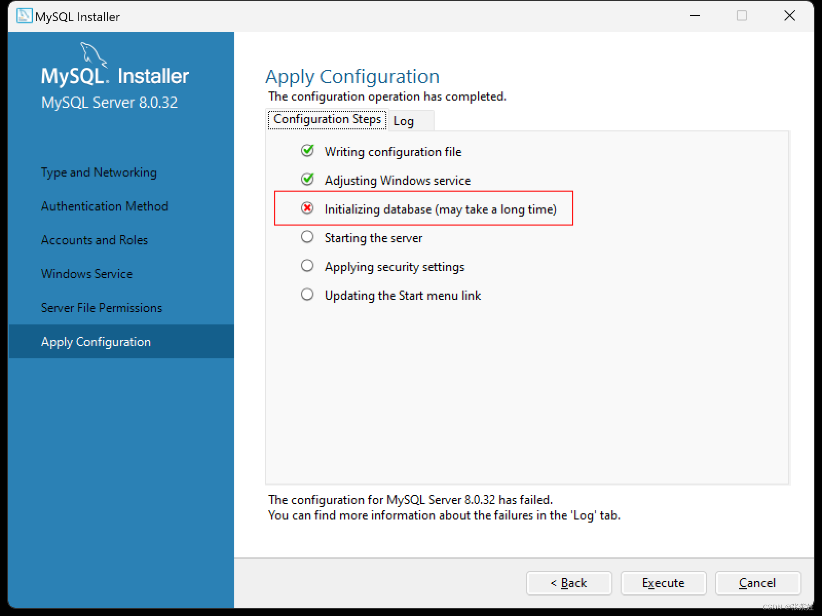 安装MySQl报Initializing database (may take a long time),在这里插入图片描述,第1张