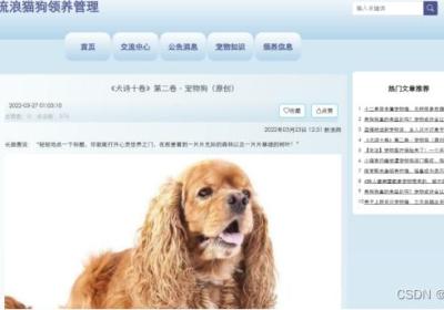 【毕业设计之java系列】基于springboot流浪猫狗领养管理系统