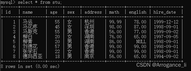 MySQL基础 创建学生表实现查询基础功能,第8张