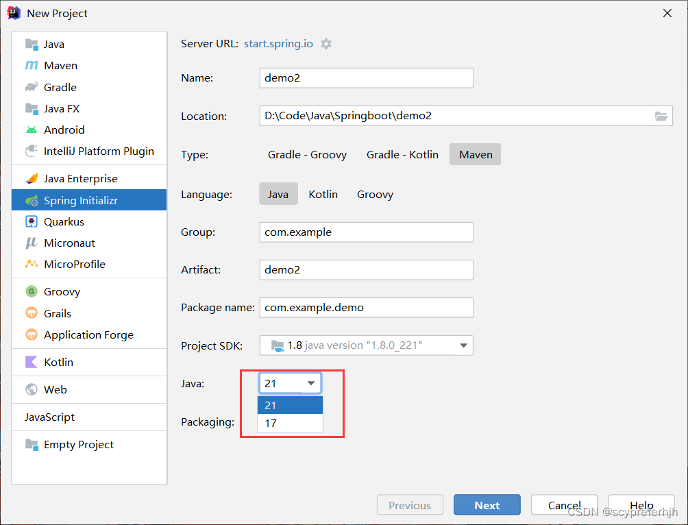 【重磅】：Spring Initializer 已经不支持Java8，也就是SpringBoot2.x项目初始化,在这里插入图片描述,第1张