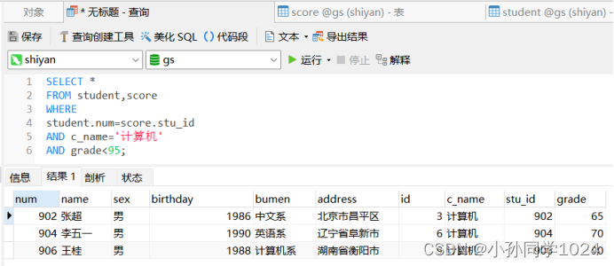 数据库系统原理及MySQL应用教程实验四MySQL数据库表数据的查询操作,第41张