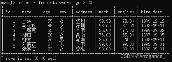 MySQL基础 创建学生表实现查询基础功能,第10张