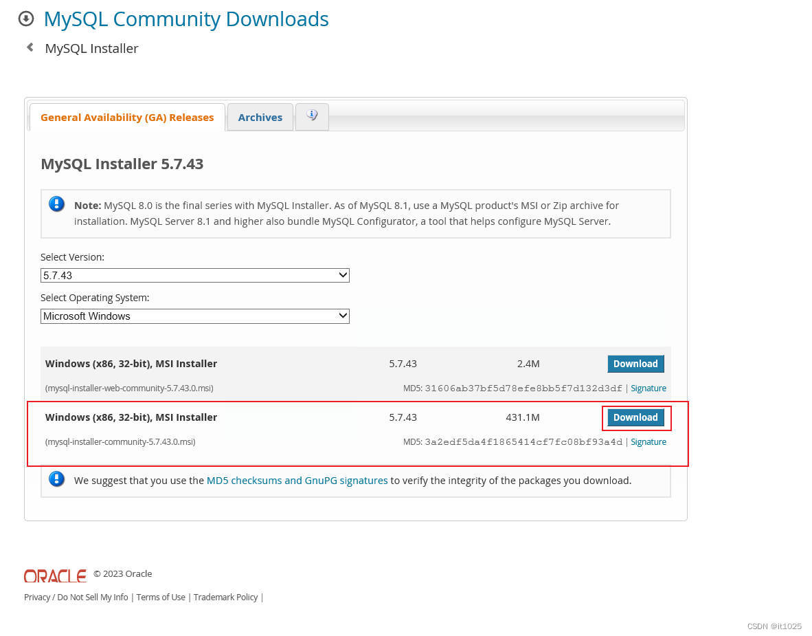 Mysql5.7.43下载及安装教程,第2张