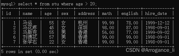 MySQL基础 创建学生表实现查询基础功能,第9张